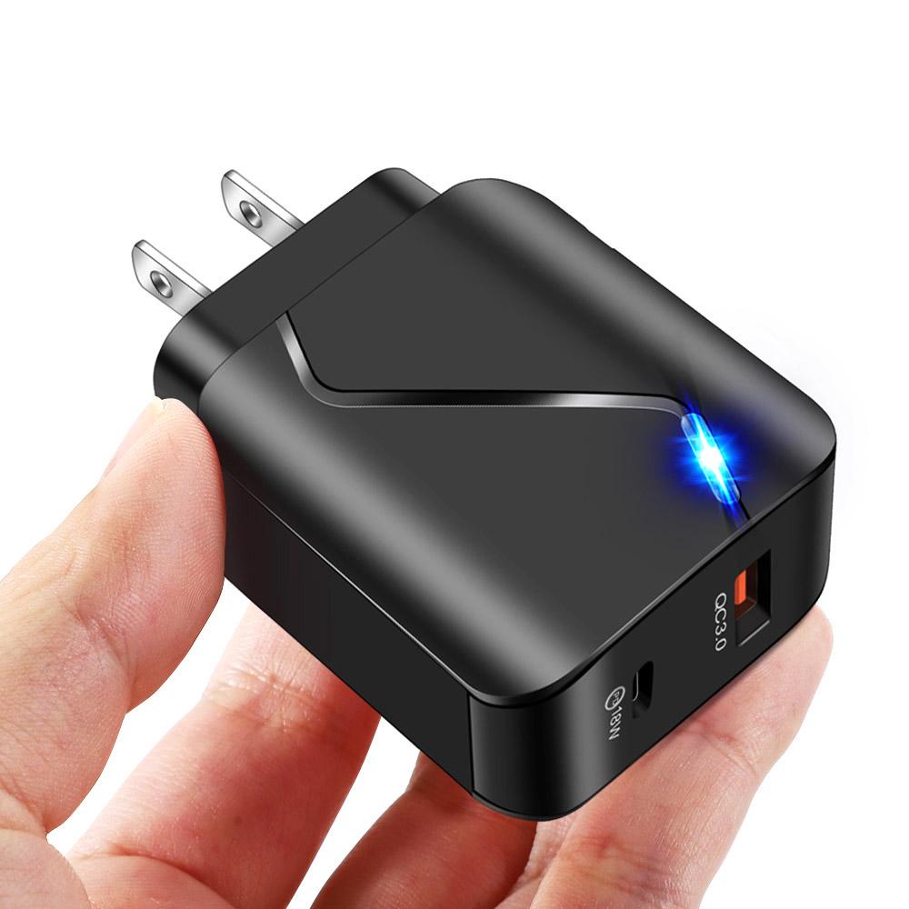 Củ sạc nhanh 18W 2 cổng sạc, Thiết kế nhỏ gọn, kích thước nhỏ và trọng lượng nhẹ