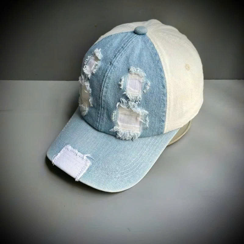 Combo nón lưỡi trai, nón kết Jeans rách vải tưa vá phong cách đường phố bụi bặm form unisex nam nữ (Ảnh thật)