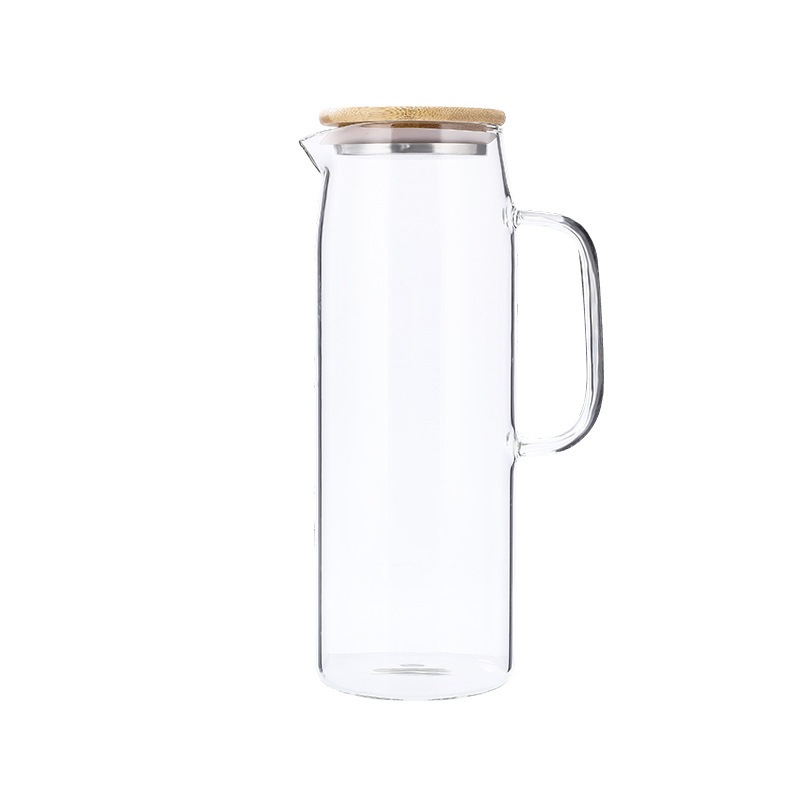 Bình thủy tinh,ca đựng nước,lọ thủy tinh có nắp gỗ silicon đẹp Water Bottle đựng trà,nước lọc,nước ép trái cây,detox,dung tích 1500ml-Hk027