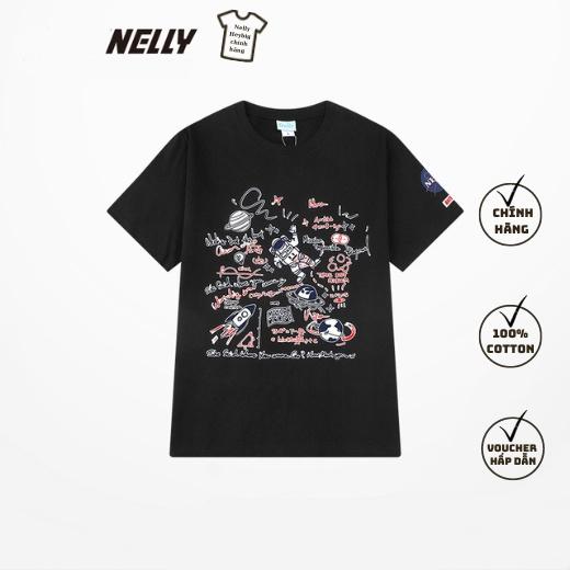 Áo Phông Ngắn Tay Phi Hành Gia Nelly Heybig  Tay Lỡ 100% Cotton Tay Lỡ Tay Rộng Rãi Nam Nữ Phong Cách Hàn Quốc