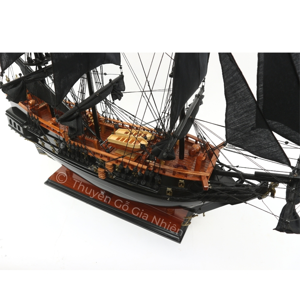 Mô Hình Thuyền Gỗ Trang Trí Phong Thủy Dạng Thuyền Cổ BLACK PEARL Chính Hãng, Hàng Xuất Khẩu Chất Lượng Cao