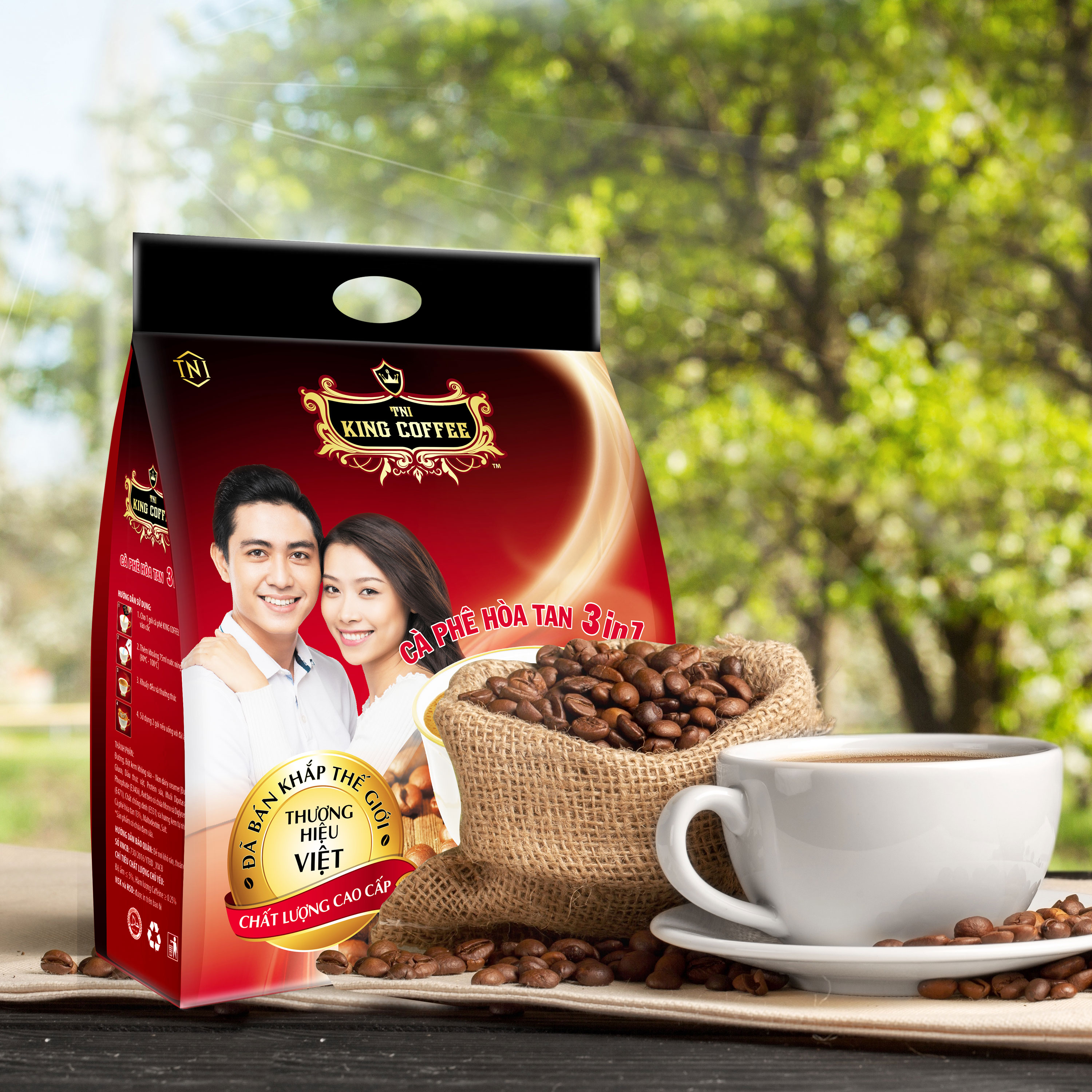 Cà Phê Hòa Tan 3IN1 KING COFFEE - Túi 45 gói x 16g