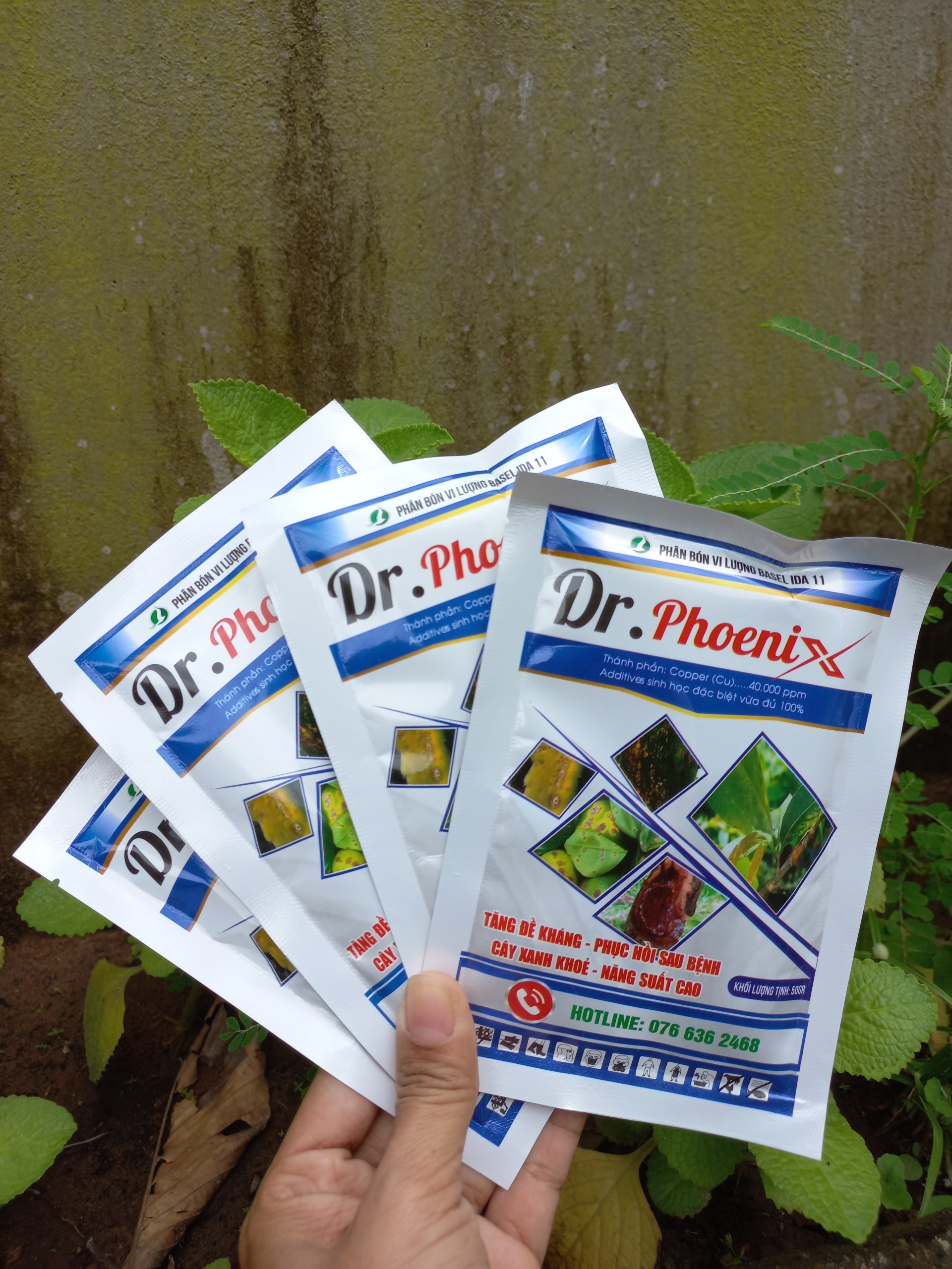 SẢN PHẨM GỐC ĐỒNG - DR.PHOENIX GÓI 50GR - - Phòng trừ nấm khuẩn hiệu quả: bệnh thối gốc, thối nhũn, thối thân, xì mủ, cháy lẻ, ghẻ lá, ghẻ trái,.. trên các loại cây trồng.