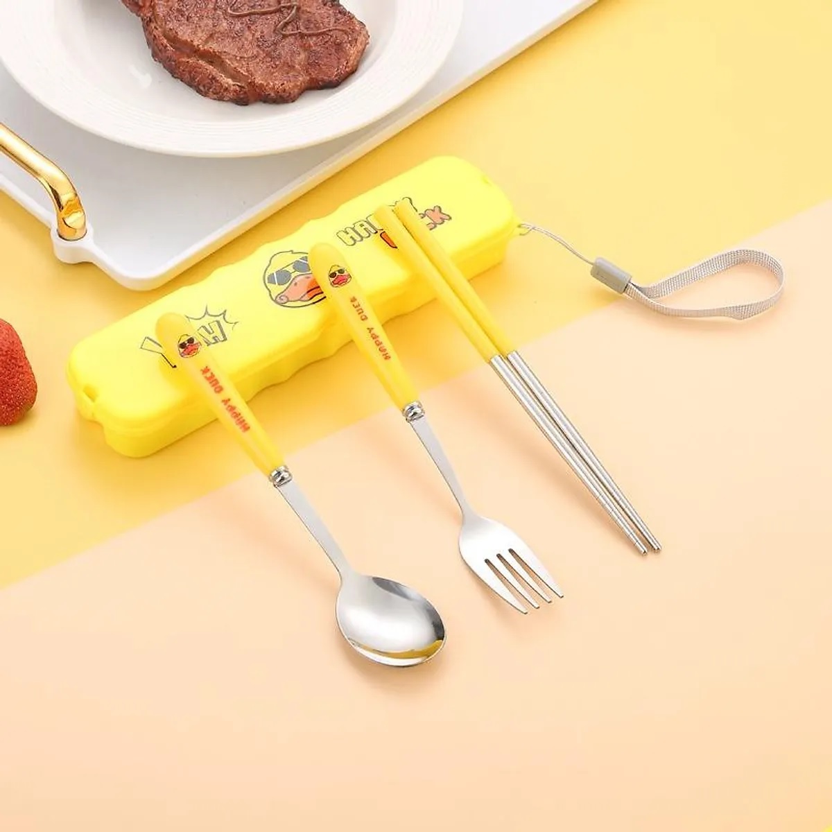 Sét đũa dĩa inox cao cấp vịt decor