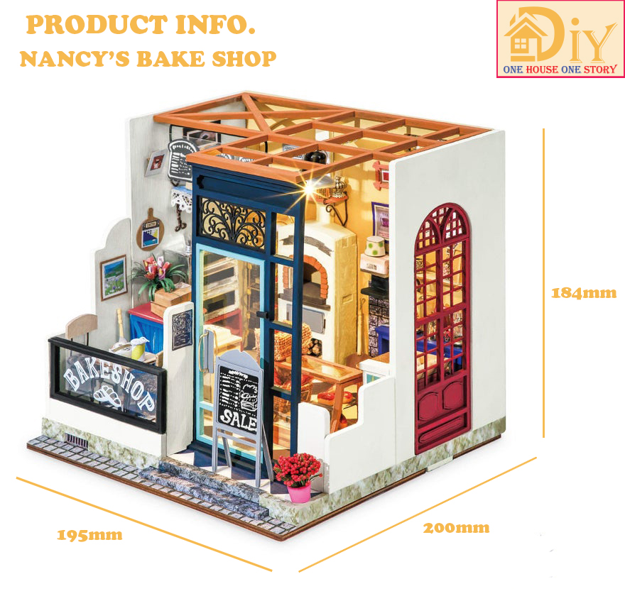 [Bản tiếng Anh]Mô hình nhà tự lắp ráp bằng gỗ Dollhouse NANCY'S BAKE SHOP - mã DG143 (Kèm nhíp + keo)