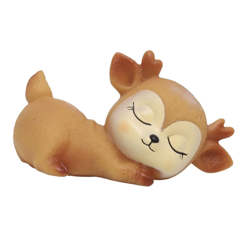 2pcs Silicone Deer Figurines Fawn Ornaments Animal Model Kids Toy Gifts