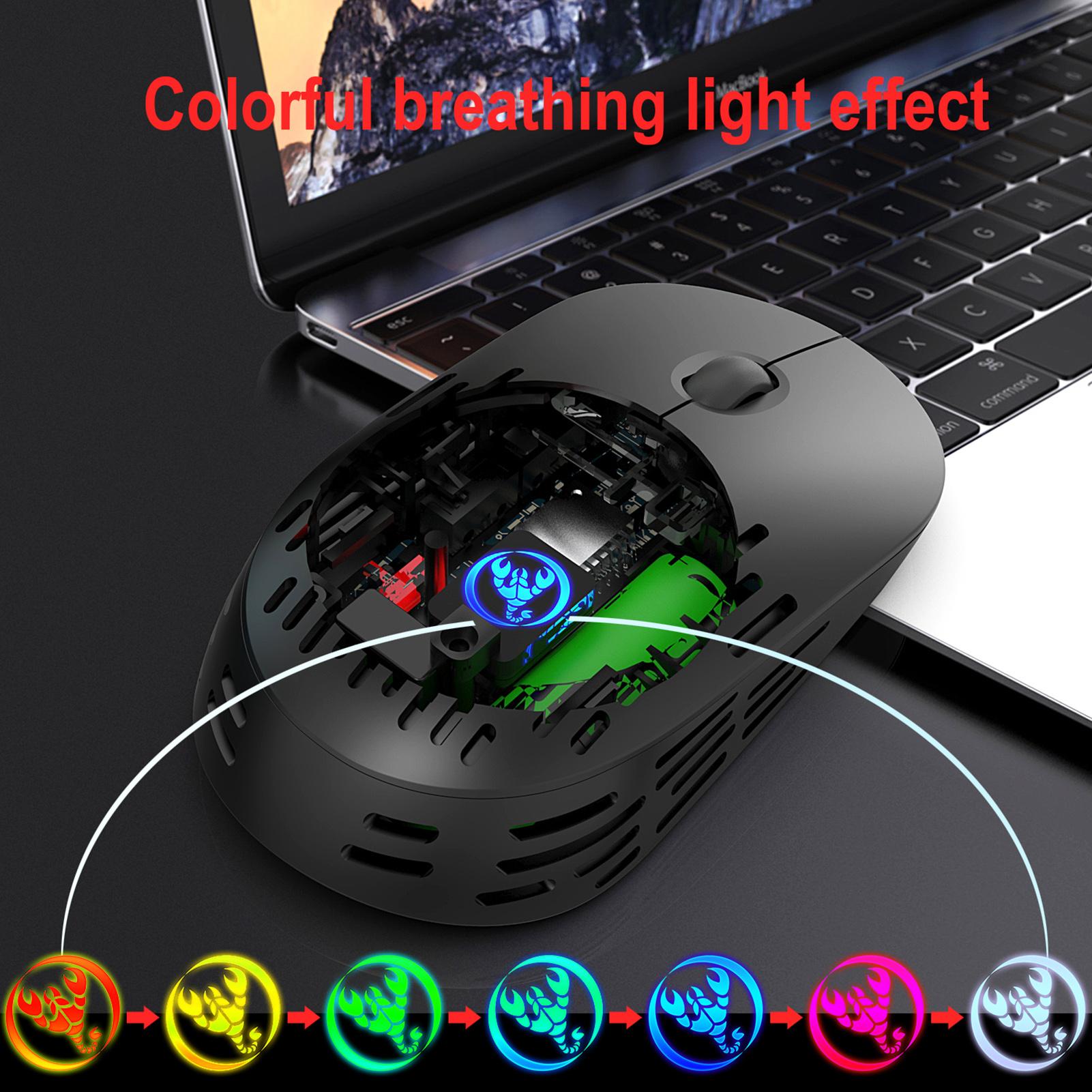 HXSJ T38 2.4G Wireless Mouse Mute Office Mouse 3 Adjustable DPI Colorful Breathing Light Built-in Rechargeable Battery