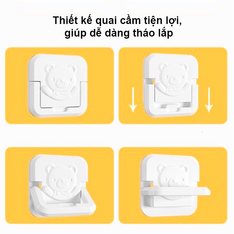 Set 5 Nắp Đậy Ổ Cắm Điện Hình Gấu Giúp Bảo Vệ An Toàn Cho Bé