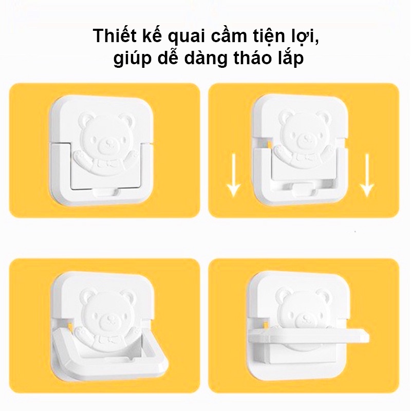 Combo 5 nút bịt ổ điện chống giật cho bé hình gấu dễ thương - Hàng chính hãng