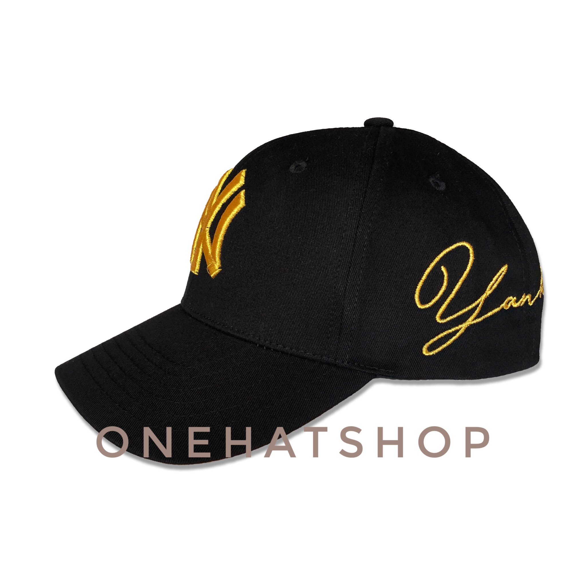 Nón lưỡi trai NY fom Baseball cap vải đen logo vàng chất lượng cao fom cứng