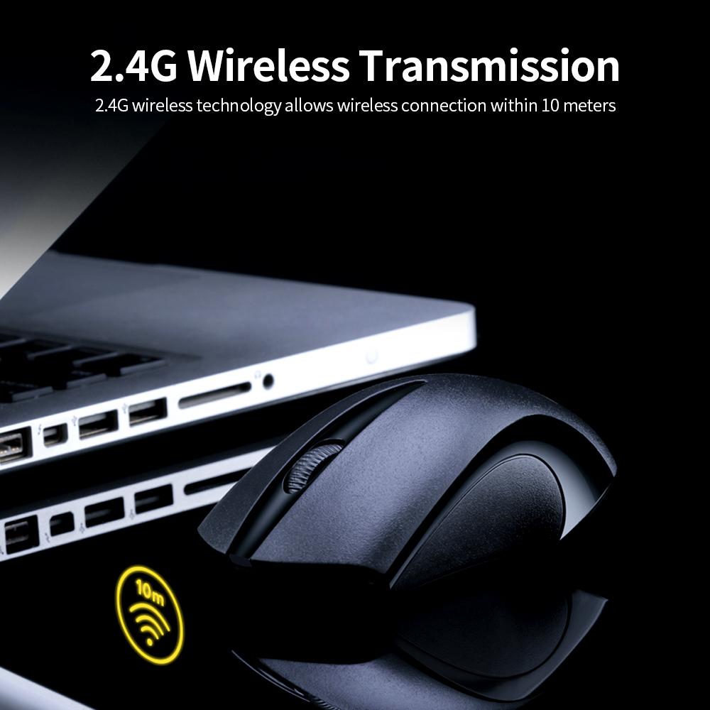 T-WOLF Q2 2.4G Wireless Optical Office Mouse 3 Button 1200 DPI Ergonomic Gaming Mouse for PC/Laptop White