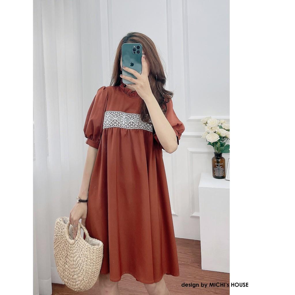 Váy suông thiết kế, ngực phối ren, đầm xuông rộng freesize, 3 màu mã V193 - Michi's House