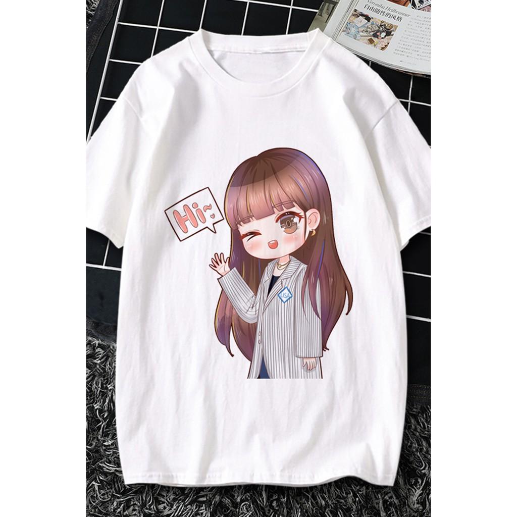 Áo thun mùa hè dành cho nam nữ in hình Lisa Blackpink kiểu dáng giản dị dành cho giới yêu thích