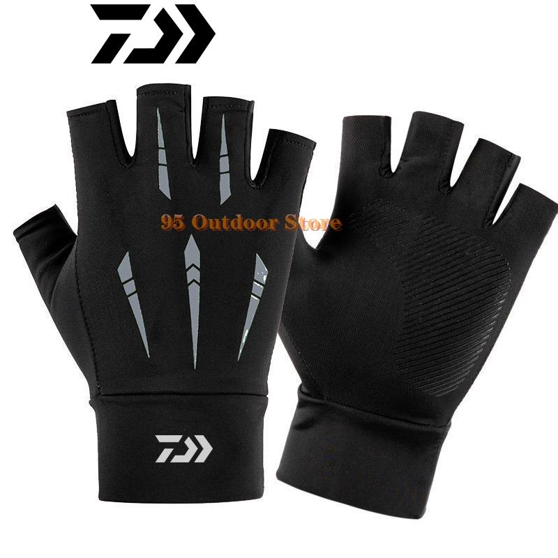 Mới Daiwa Găng Tay Thoáng Ngón Găng Tay Câu Cá Thoáng Khí Săn Bắn Chống Trơn Trượt Cắm Trại Ngoài Trời Đạp Xe Găng Tay Câu Cá