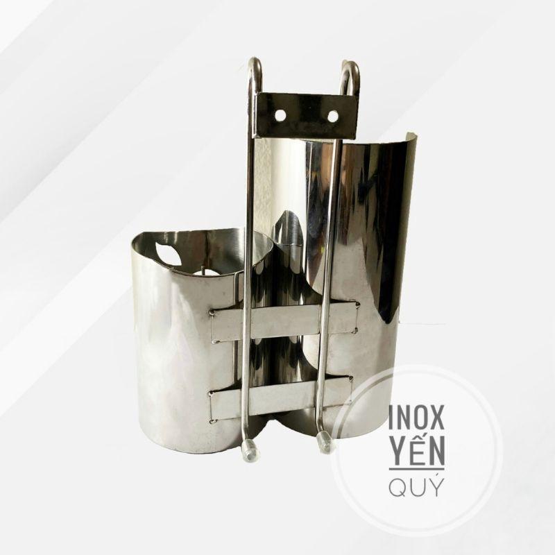 INOX304 Ống đũa 2 ngăn inox hình táo cao cấp - Ống đựng muỗng đũa tròn 2 ngăn hình táo inox cao cấp 304