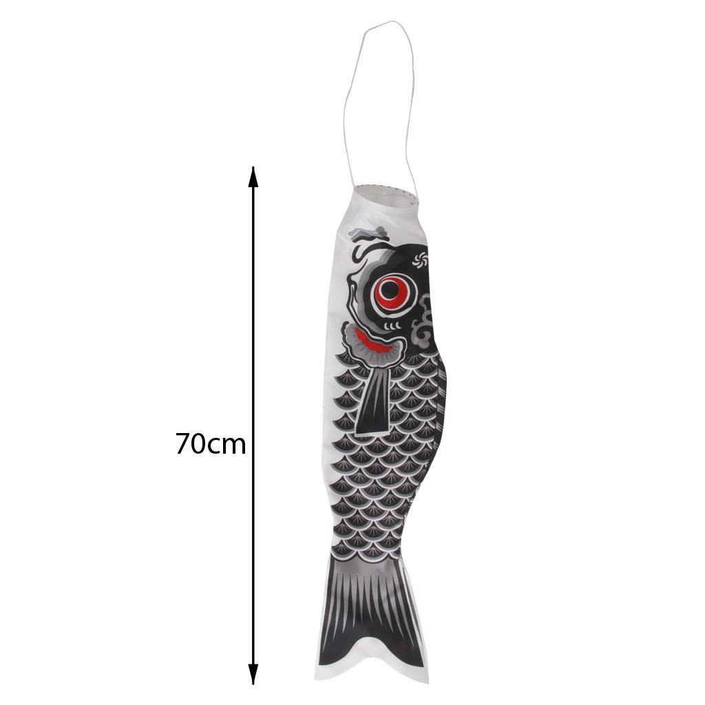 Japanese Windsock Carp Flag Koi Nobori Fish Wind Streamer Garden Decor 70cm Red, Pink, Blue, Green, Black 5-Piece Set