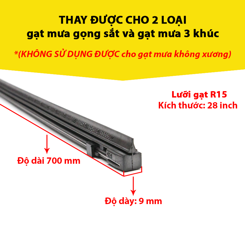 Combo 2 Lưỡi Gạt Mưa Loại A VIAIR R15 (28 Inch/700 mm)