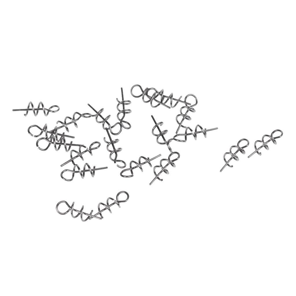 20 Pieces Soft Lure Centering Pin Spring Twist Fixed Lock Fishing Latch Screw Needle for Soft Plastic Bait Worm Fishing Accessories