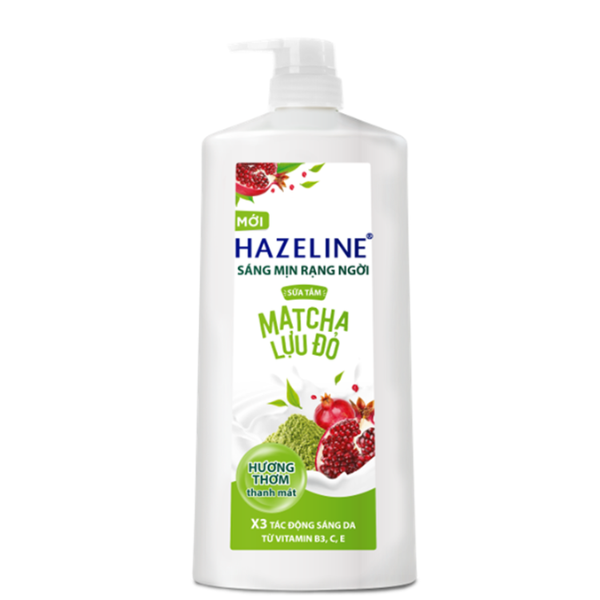 Sữa tắm Hazeline Dưỡng Thể Trắng Sáng & Mịn Da Từ Thiên Nhiên Matcha Lựu Đỏ 800G