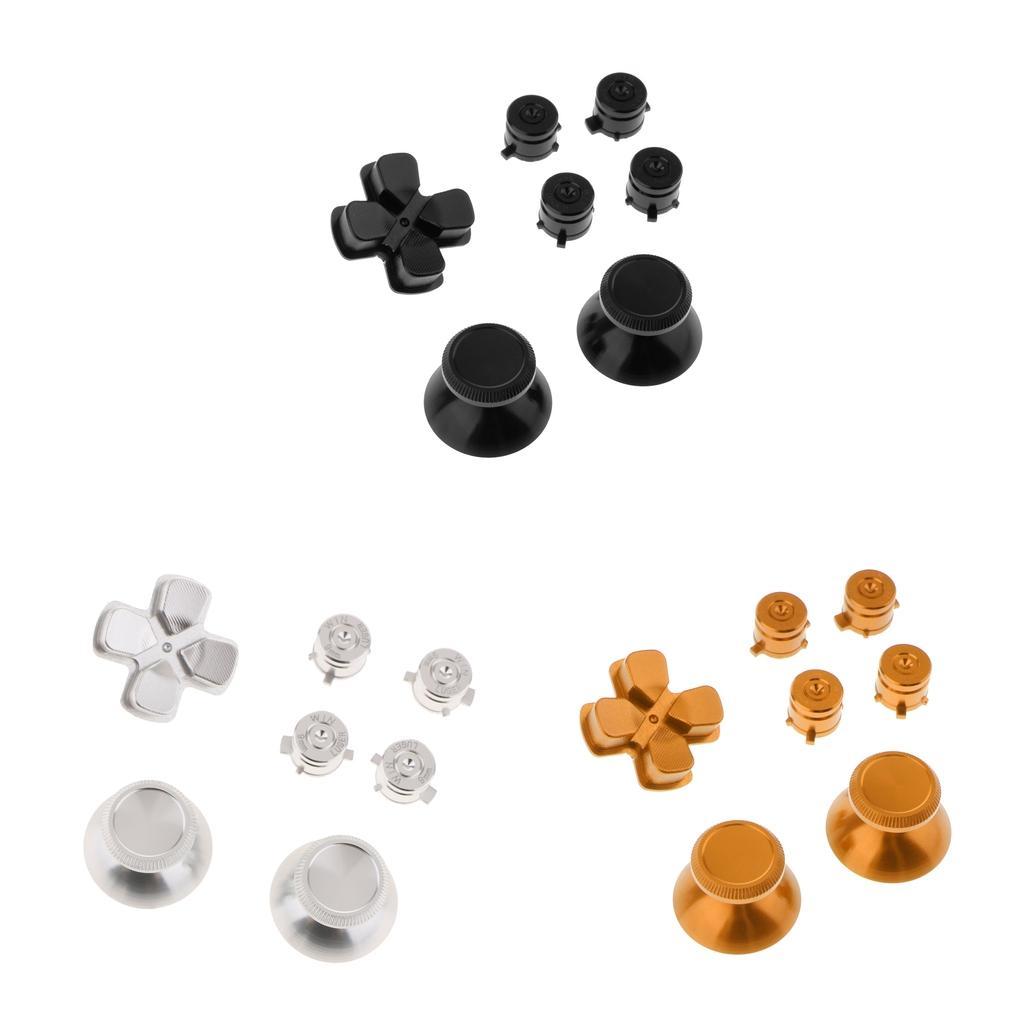 Metal Thumbsticks Thumb Grip + Chrome D-pad Mod Kit for Sony PS4 Controller