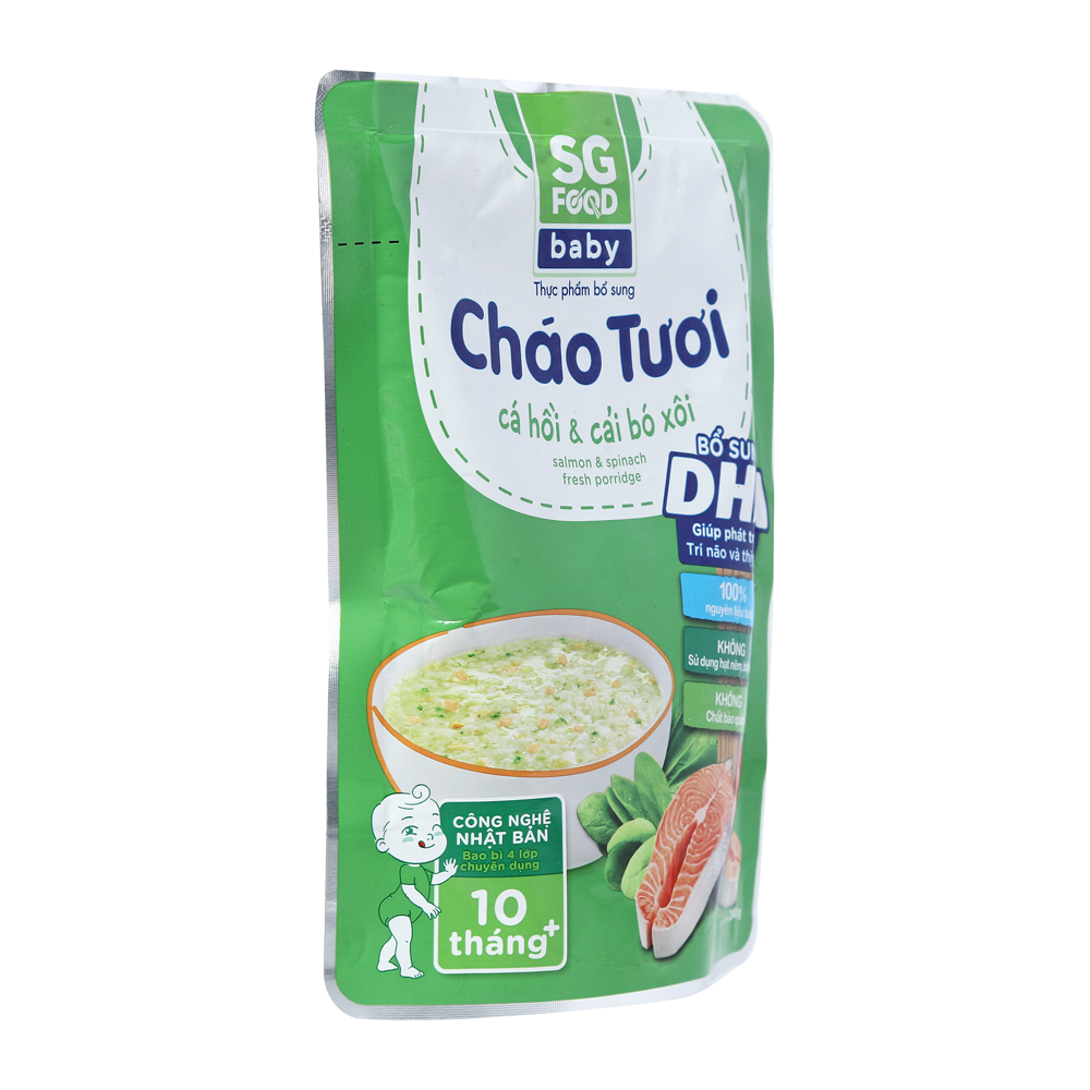 Cháo tươi baby SG Food cá hồi cải bó xôi 240g
