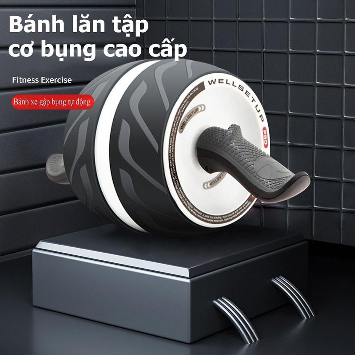 Bánh lăn tập bụng cao cấp tặng kèm thảm tập