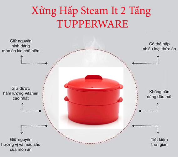 Xửng hấp Tupperware 2 Tầng Steam It - Hàng Chính Hãng