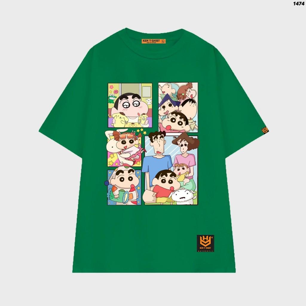 Áo thun unisex bé Shin cậu bé bút chì gia đình Shin Chan và Bạch Tuyết vui nhộn - Hồng