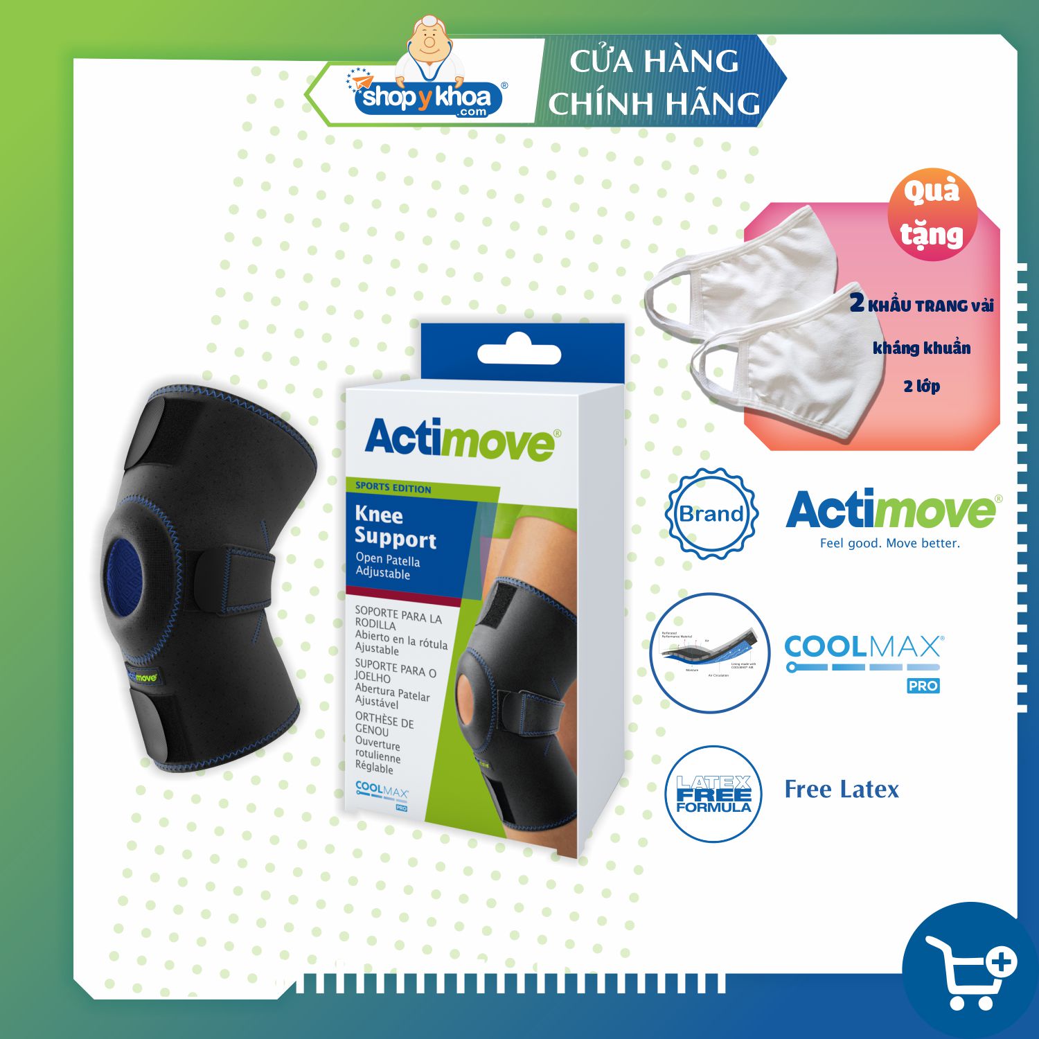 Bó gối thể thao đai dán, có đệm hở 75593-SPO Actimove Knee Support