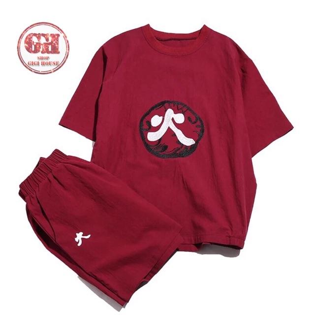Đồ Bộ Đùi Nam, Nữ Form Rộng Unisex In Chữ Nho
