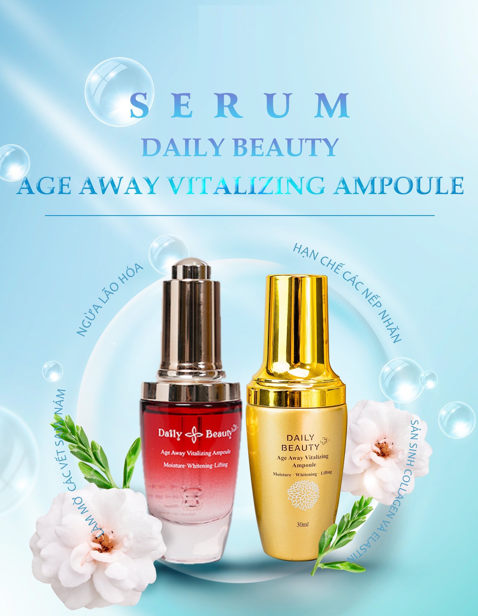 Combo 5 sản phẩm Daily Beauty Re:Excell gồm Tẩy trang, Nước hoa hồng, Gel mụn, Serum, Kem dưỡng ban đêm