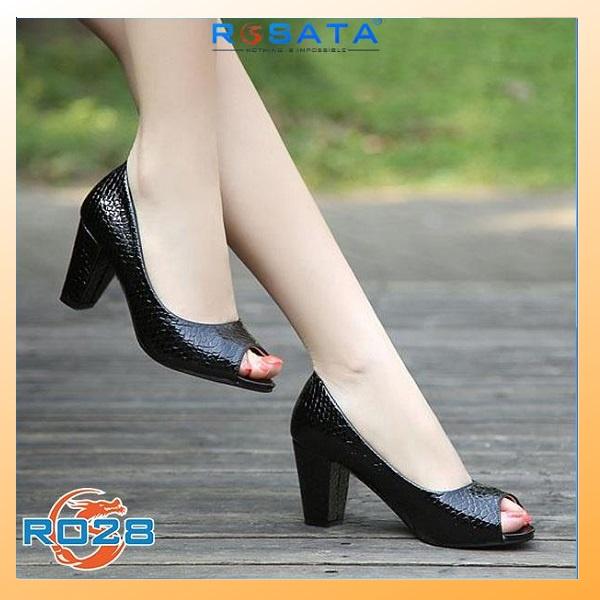 Giày cao gót nữ đẹp đế vuông 7 phân hàng hiệu rosata màu đen ro28 - HÀNG VIỆT NAM CHẤT LƯỢNG QUỐC TẾ