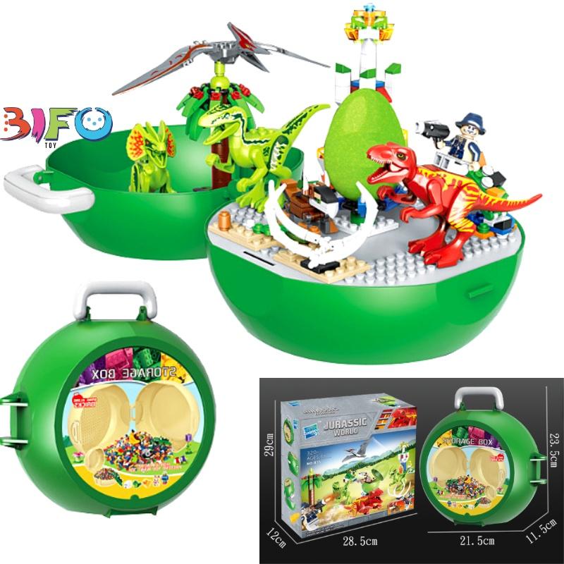 Hộp vali đồ chơi khủng long có quai xách hàng đẹp bộ đồ chơi lắp ráp lắp ghép mô hình khủng long 320pcs quà tặng bé trai