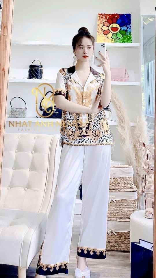 Bộ Lụa Qc, Lụa Pyjama Mặc Nhà Tay Ngắn Quần Dài Siêu Sang