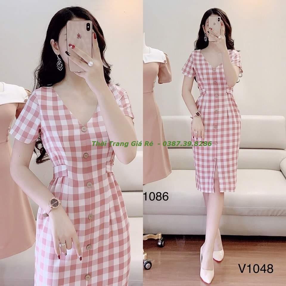 ĐẦM CARO THẮT NƠ EO XINH XẮN
