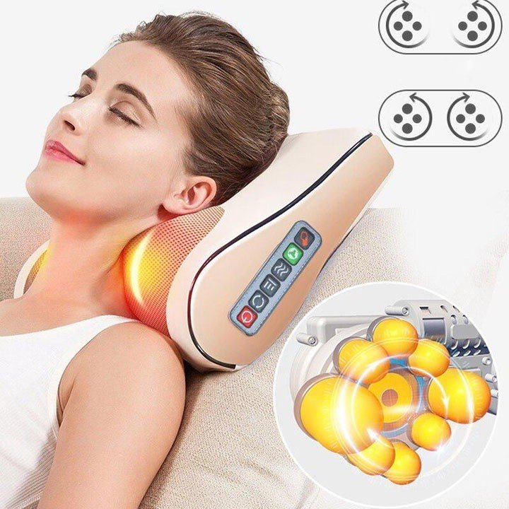 Gối massage cổ vai gáy, máy massage, gối massage hồng ngoại 20 bi cao cấp hỗ trợ mát xa vùng cổ,vai gáy hiệu quả
