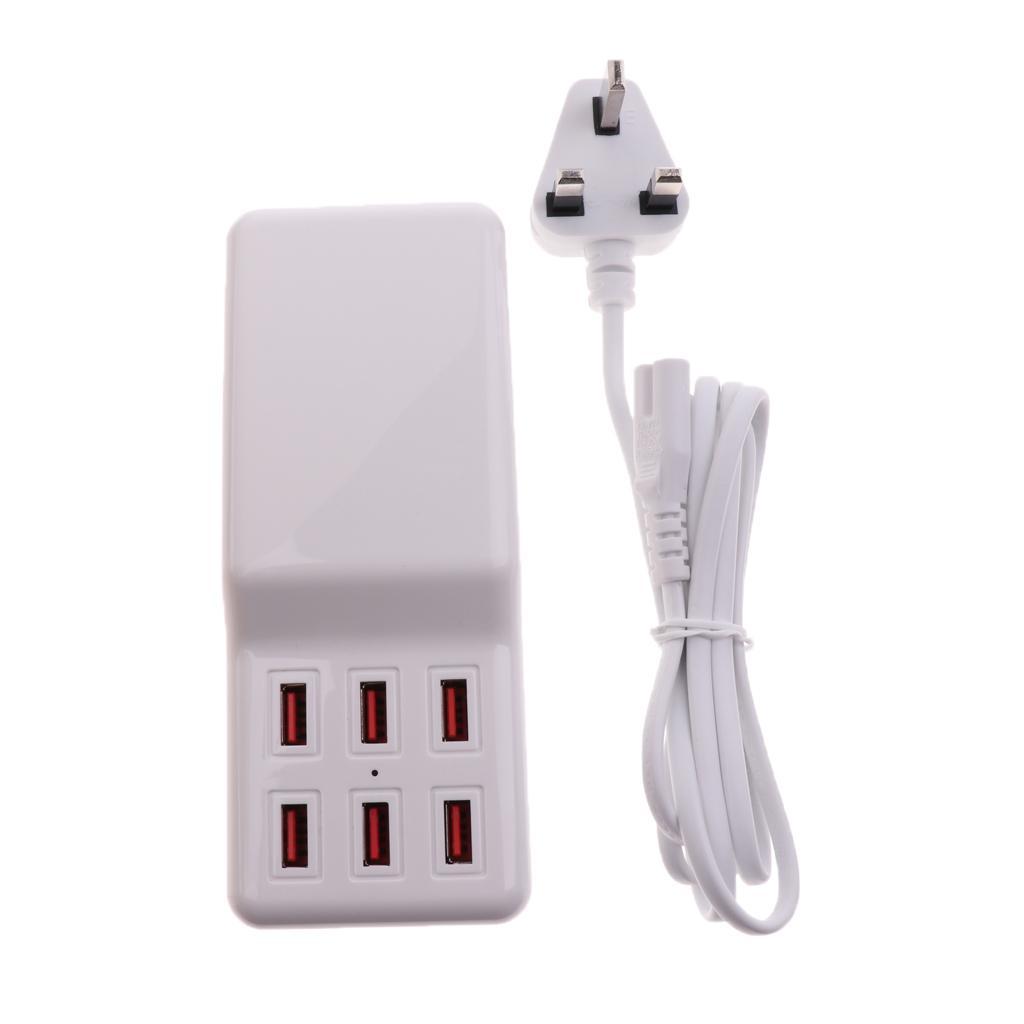 UK Plug High  USB Power Adapter Hub With 6 USB Ports For Charging