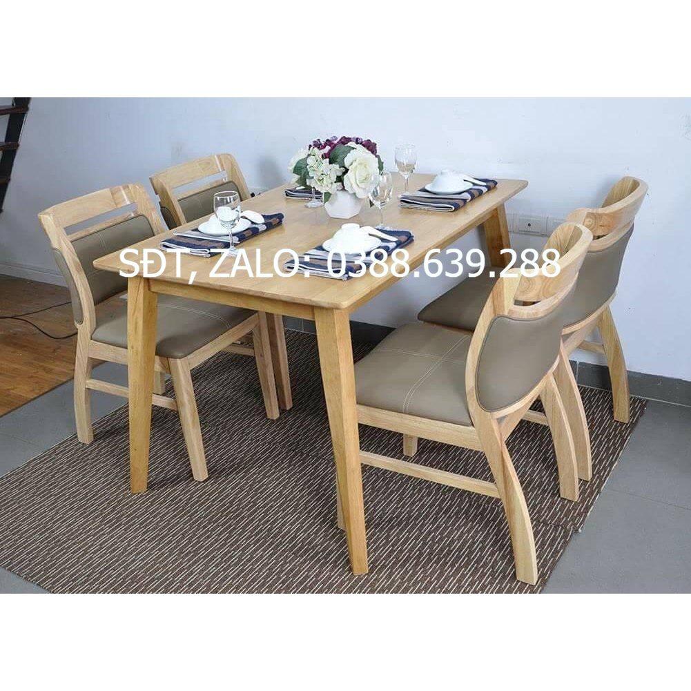 Bộ bàn ăn ashley mặt gỗ nâu 1m2 + 4 ghế ashley tự nhiên  Thương hiệu Nội Thất Bình Long
