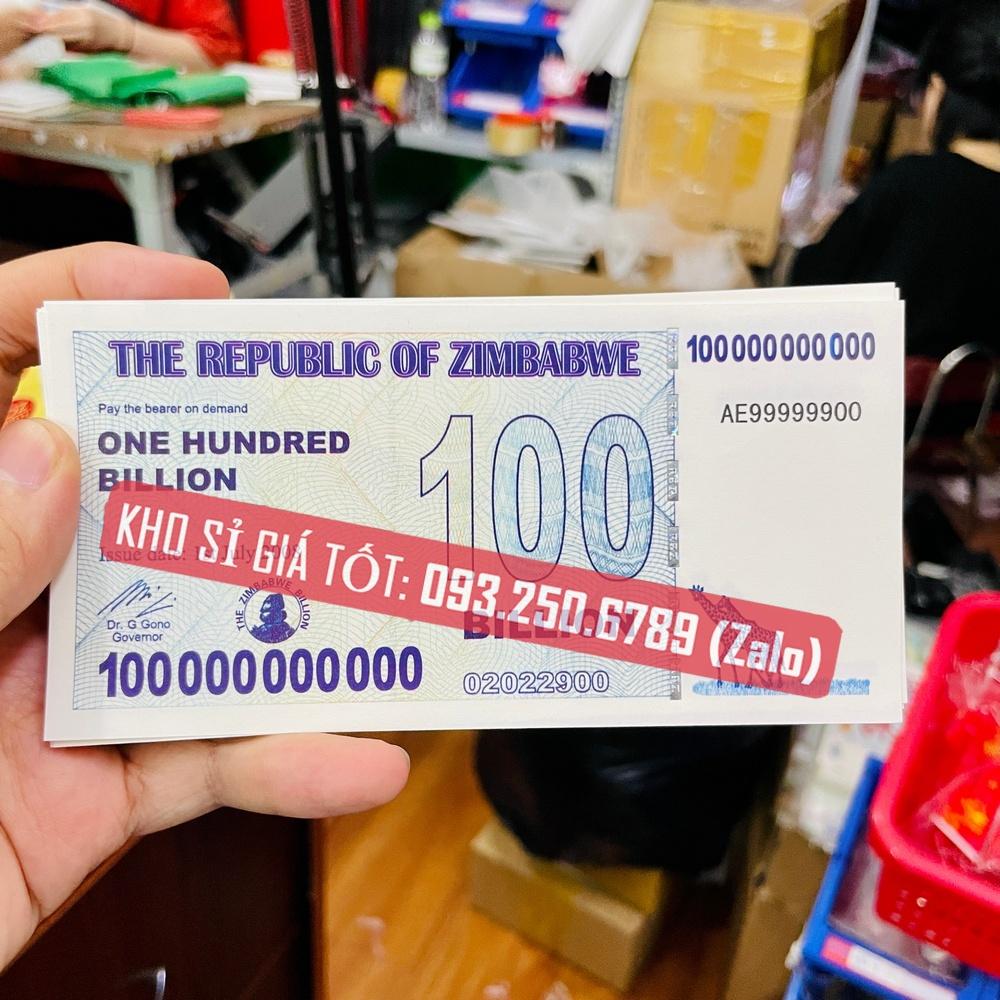 100 TỶ ĐÔ ZIMBABWE lưu niệm làm quà tặng , có bảo an phát quang cực độc