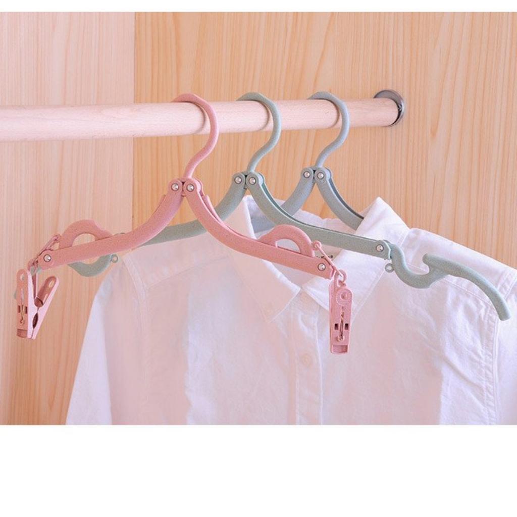 Móc treo phơi quần áo tất vớ du lịch gấp gọn đa năng tiện lợI mini có rãnh chống trượt