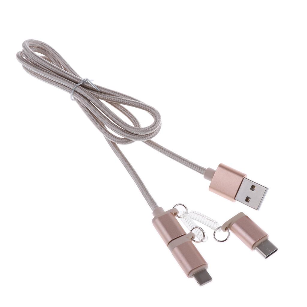 3 In 1 Nylon Cable Micro USB/Type C Sync Charge For All Devices IPhone