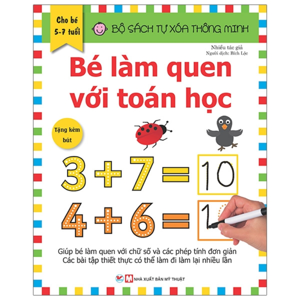 Combo Trọn Bộ 2 Cuốn: Bộ Sách Tự Xóa Thông Minh - Bé Học Toán Mỗi Ngày + Bé Làm Quen Với Toán Học - Tặng Bút Xóa