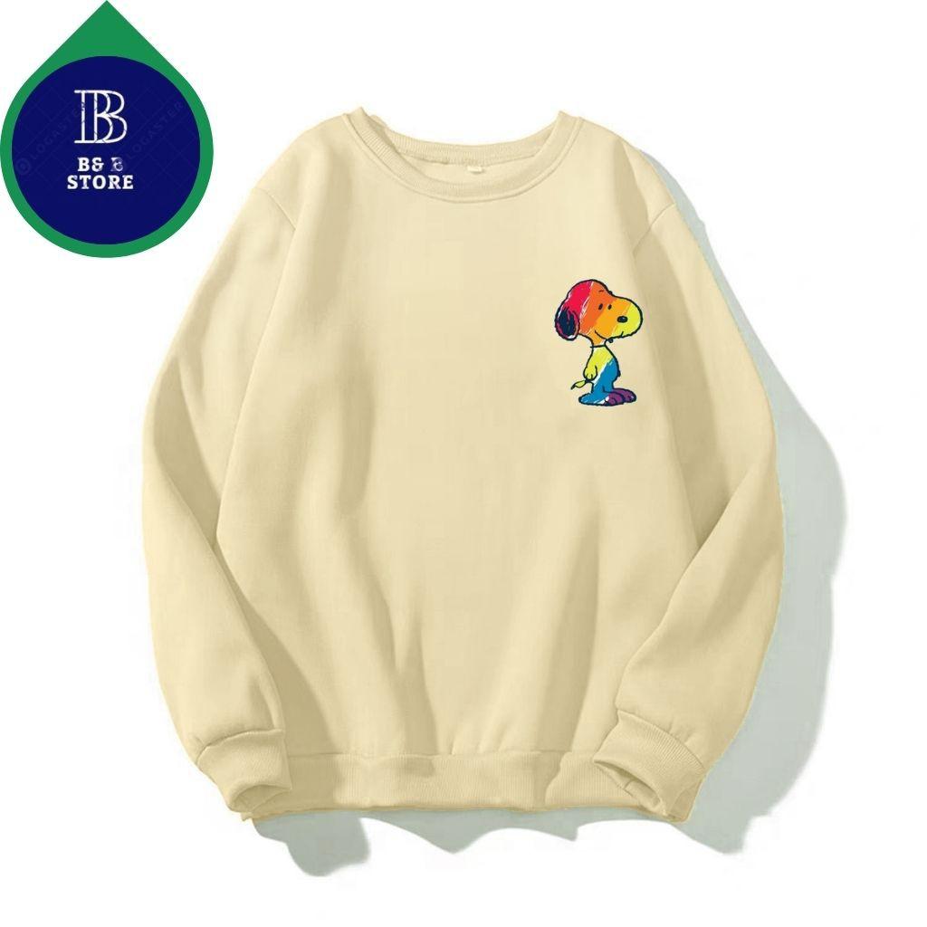 ÁO SWEATER NỈ UNISEX KHÔNG NÓN IN SNOOPE ÁO FORM RỘNG NAM NỮ NHIỀU MÀU CỰC ĐẸP