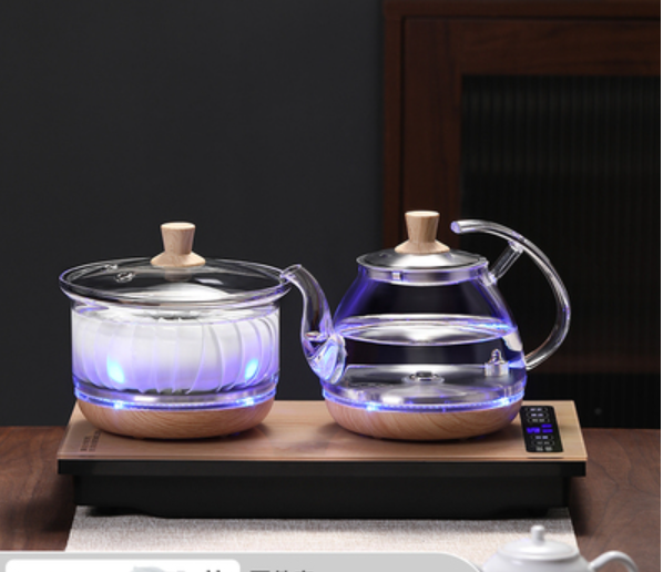 Bộ Đun Nước Điện Tự Động Pha Trà Thủy Tinh Cao Cấp,Led Xanh Sáng 2 Bên Khi Đun,Có Thể Đun Đồng Bộ