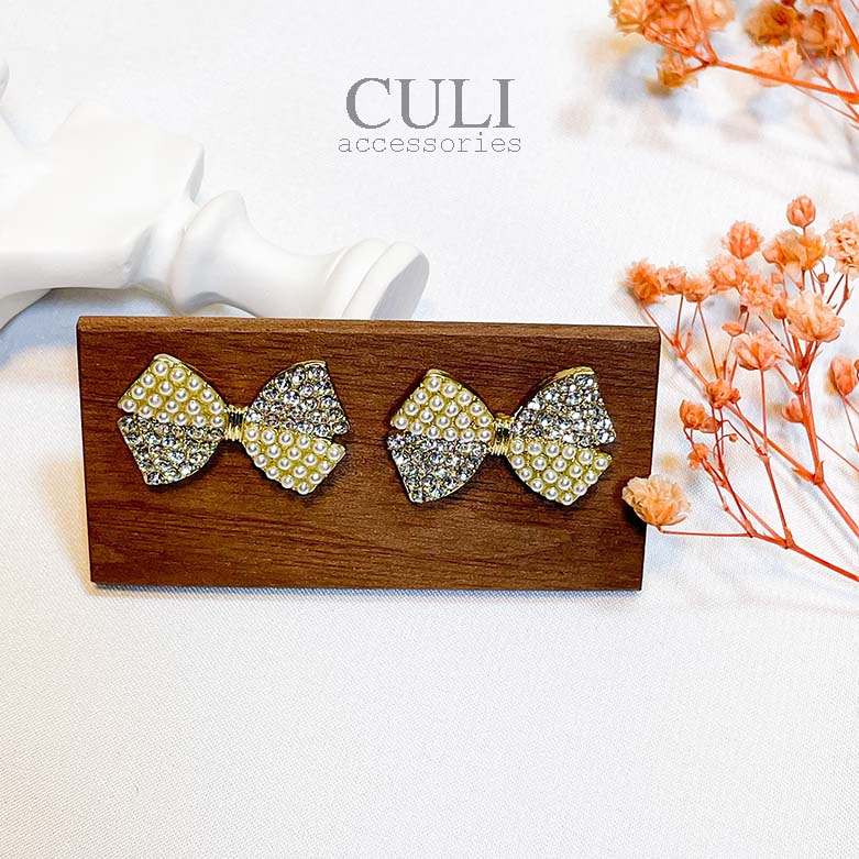 Khuyên tai, Bông tai thời trang hình nơ kết hạt trai HT678 - Culi accessories