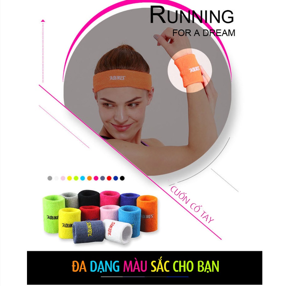 Băng cổ tay thấm mồ hôi cao cấp Aolikes - Tom Sport