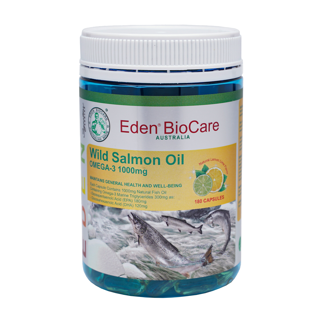 Thực phẩm bảo vệ sức khỏe dầu cá hồi vị chanh bổ sung Omega 3 Eden Omega 3 Salmon Oil Fruity 180s (Hộp 180 viên)