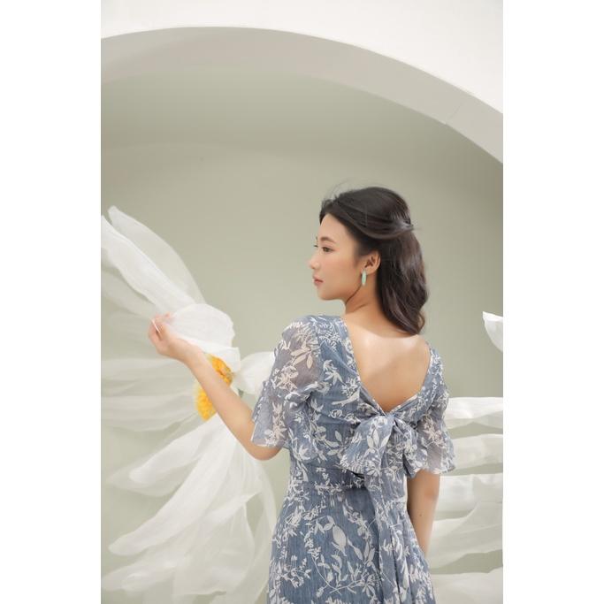 Đầm maxi buộc nơ sau lưng thắt nơ 2 kiểu chất liệu voan lụa mềm mịn, may hai lớp CLARA MARE Stylized Maxi Dress DRE4019