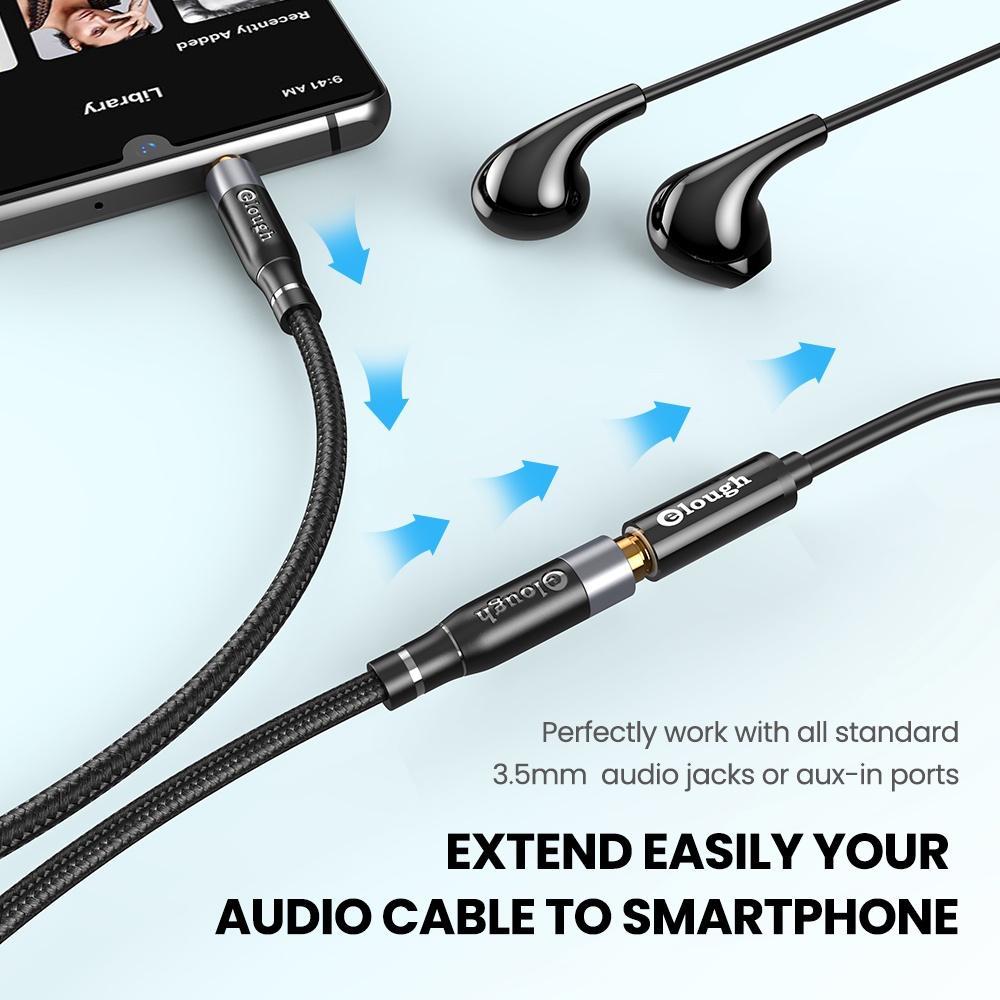 Elough 3.5mm Jack AUX Audio Cable Male to Female HiFi Extension Cable Speaker Extender Cord for PC Headphones Xiaomi