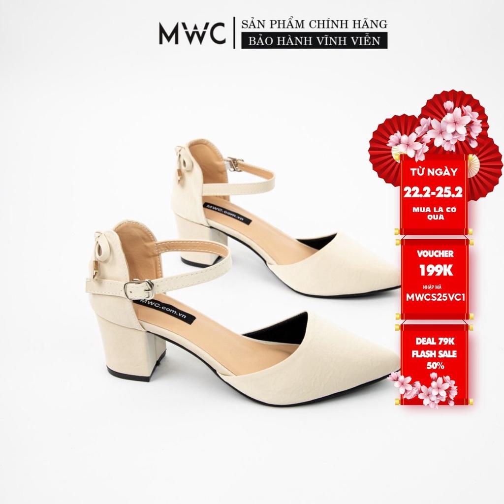 GIÀY CAO GÓT NỮ MWC- CAO GÓT QUAI HẬU-CAO GÓT MŨI NHỌN -CAO GÓT VUÔNG 5CM- CHẤT LIỆU LỤA SATIN SANG TRỌNG NUCG-3970